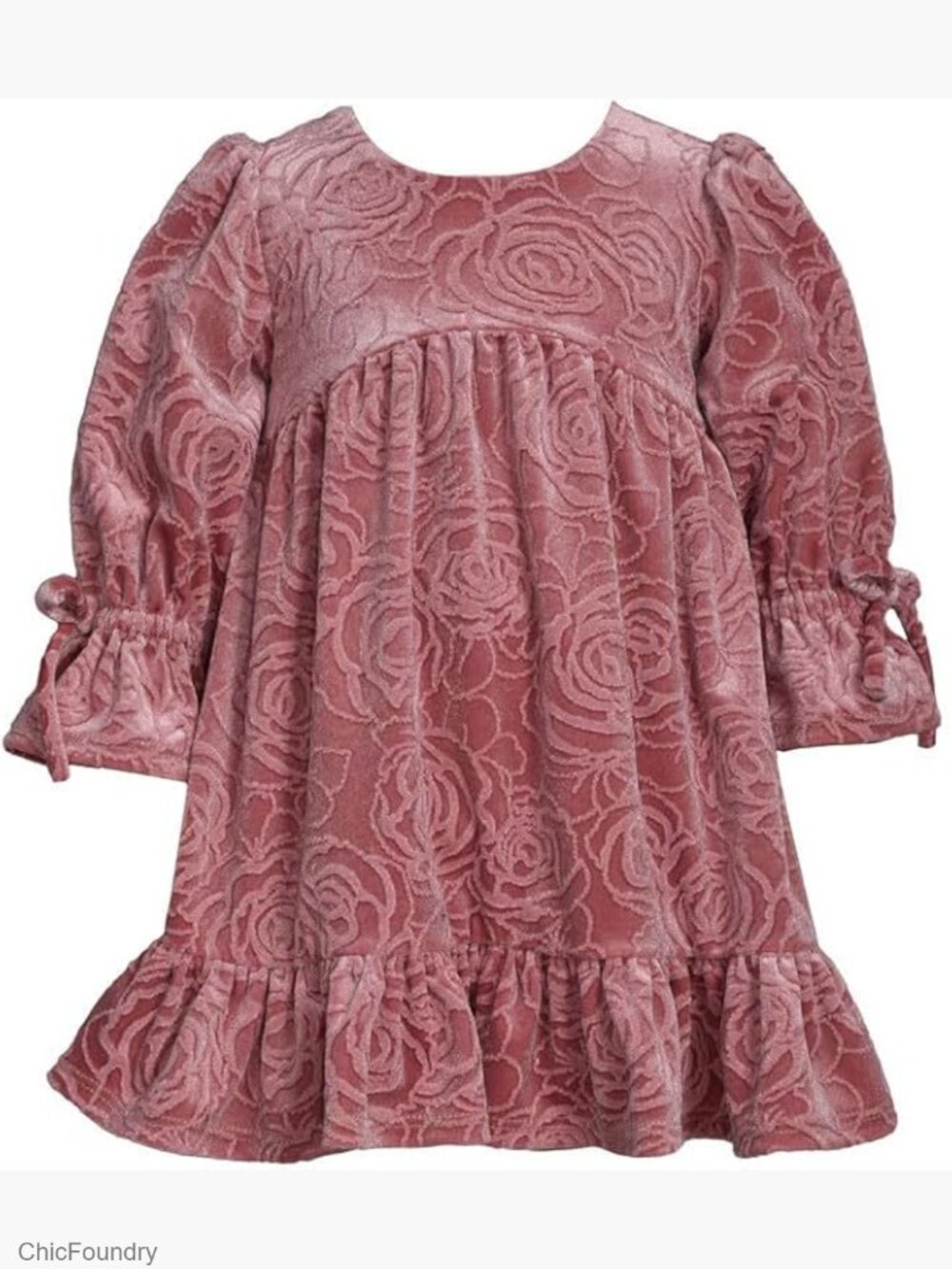 Girl's Velvet Long Sleeve Dress for Fall Winter - Picture 1 of 3